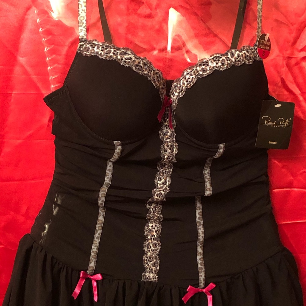 NWT Rene Rofe SEXY 2PC Lingerie Set Black Sz S - Picture 3 of 12